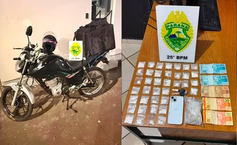 Motociclista de “delivery de drogas” foge da Polícia, sofre queda e acaba preso em Umuarama